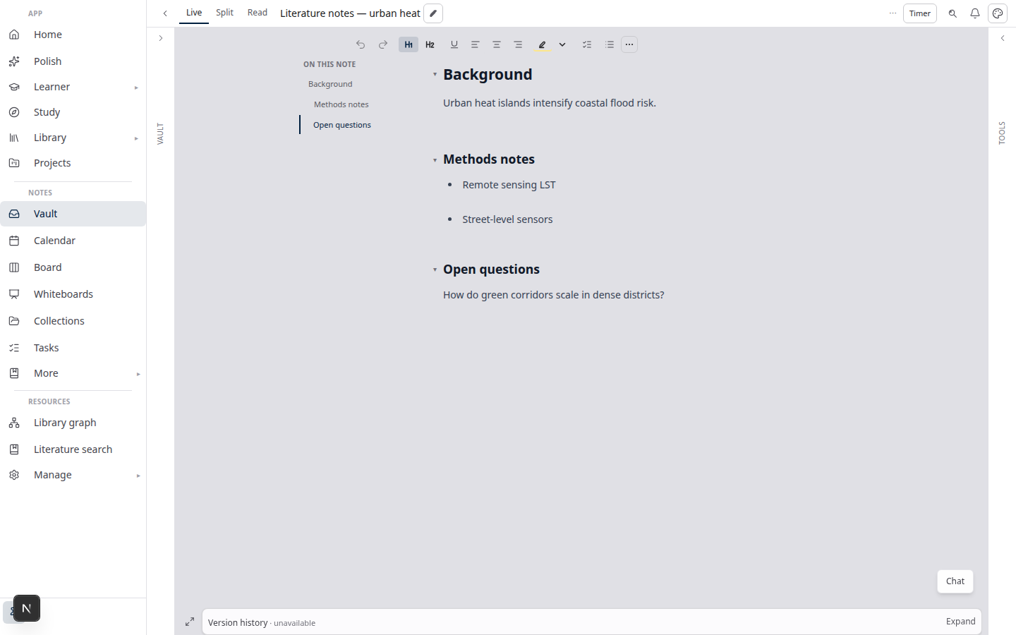 Lattuce Notes — Live editor and vault layout
